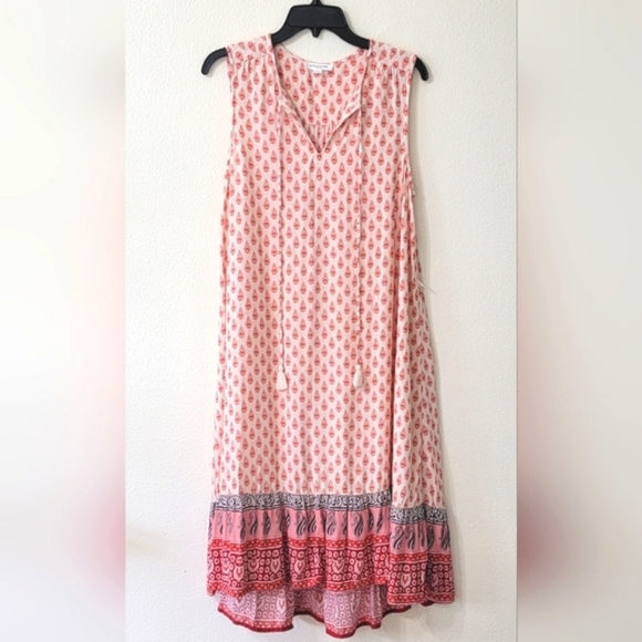 EUC Lou Lou Sleeveless Hi-Lo Shift Midi Dress w/Ruffled Hem & Paisley Print - Picture 2 of 7